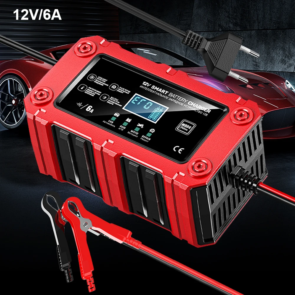 

Многофункциональное интеллектуальное импульсное зарядное устройство для ремонта свинцово-кислотных аккумуляторов, 12 В, 6 А, зарядка аккумулятора для автомобиля, мотоцикла, внедорожника