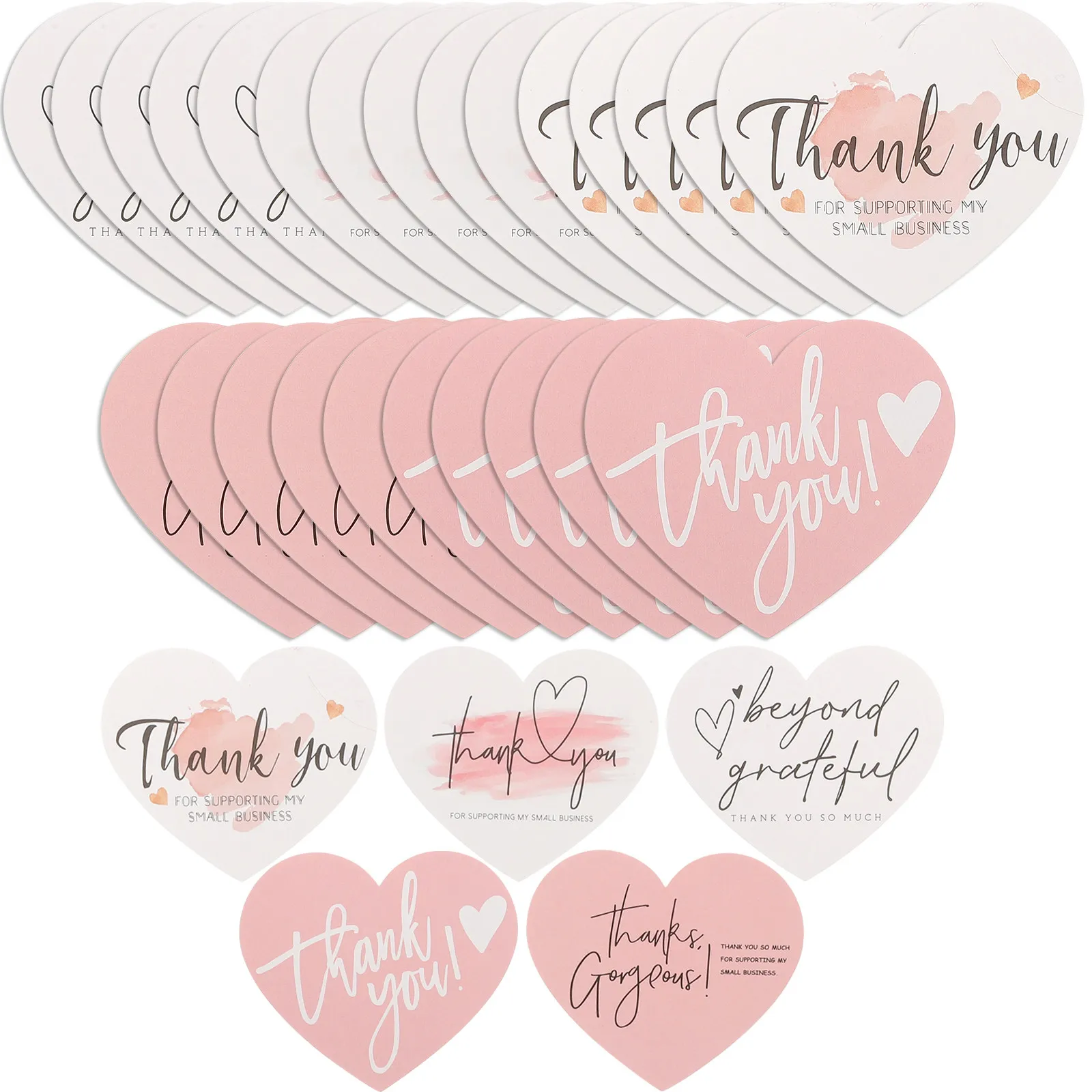 

150Pcs Thank You Cards Heart Stickers Elegant Design Wedding Shower Small Business Gift Decor Thank You Heart Stickers