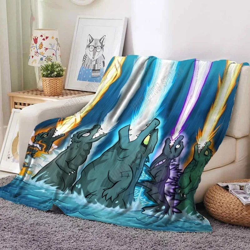 Godzilla Blanket Anime Flannel Throw Blankets Cartoon 3D Printing Carpet Bedroom Winter Rugs Kids Birthday Gifts Home Decoration