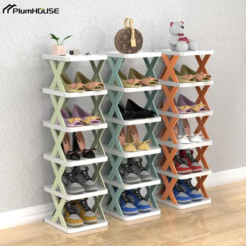 Removable Stackable Shoe Rack Multi-Layer Shoes Storage Organizer Space-Saving Shoes Shelf Plastic Shoes Cabinets Home Supplies