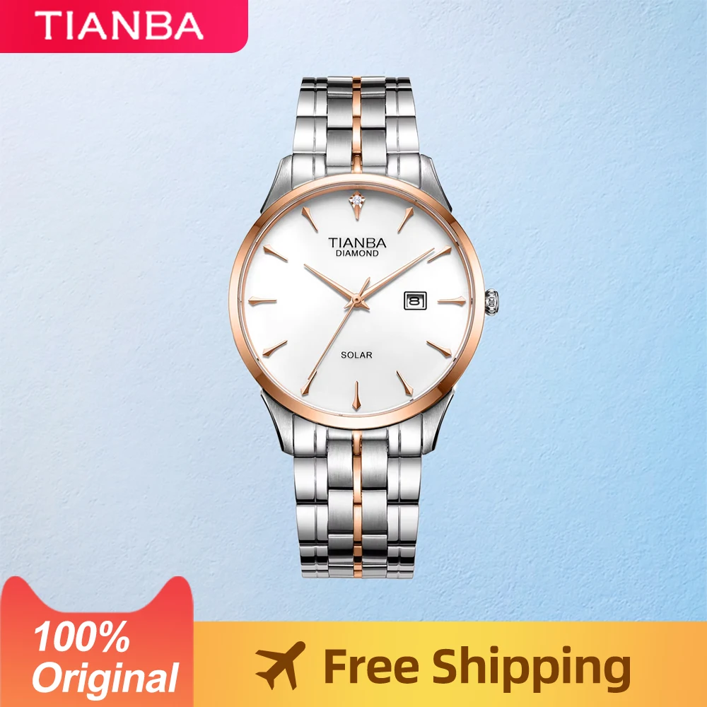 TIANBA Original  Eco-Drive solar energy  men's  women's watch solar energy waterproof quartz watch couple watch men's watch 9015