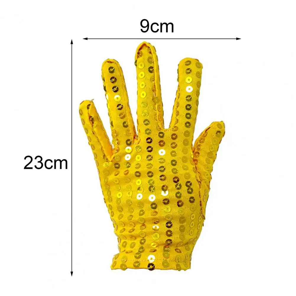 1 Pair Performance Gloves Shiny Sequin Soft Solid Color Warm Full Fingers Catch Attention Dress Up One Size Stage Show Gloves