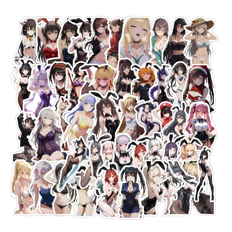 50pcs New Bunny Girl Foot Art Stickers, DIY Journal & Notebook Decor Sticker Supplies