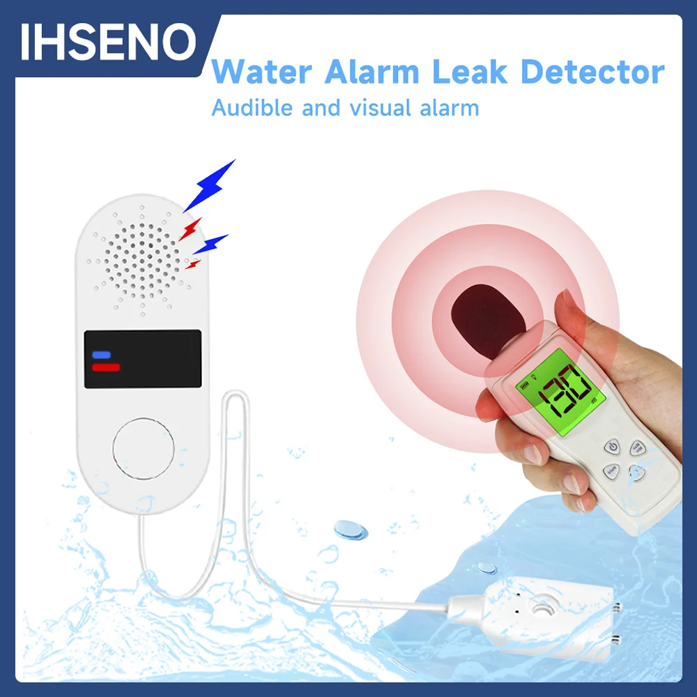 130dB Water Leak Sensor, Non-Smart Alarm with Sound & Light, Essential Waterproof Home Safety Device for Leak Detection.