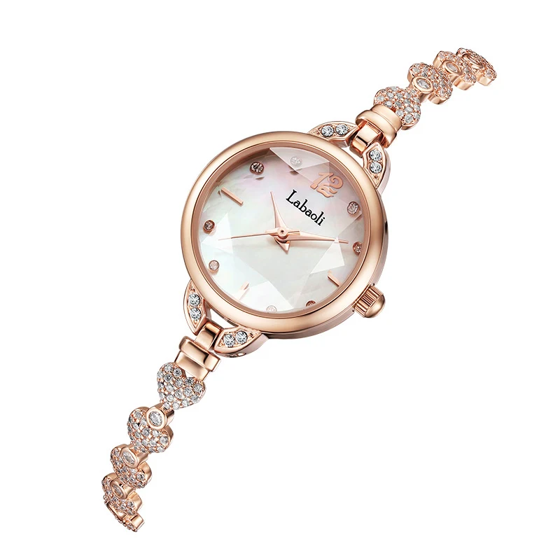 Women\'s Light Luxury Diamond Round Wristwatch Fashion Elegant Quartz Waterproof Bracelet Watch Clock Reloj V46