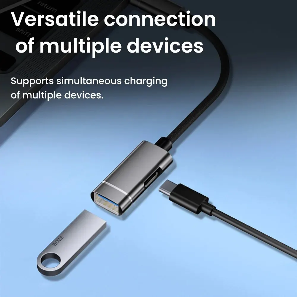 Multifunctional 2-in-1 Type C To USB OTG Adapter Cable PD 10W Charger 480Mbps High Speed Trans for Mobile Phone