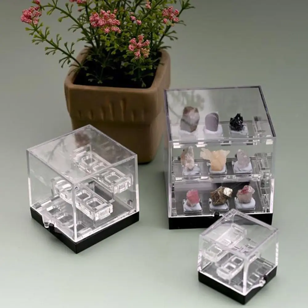 Acrylic Crystal Display Case Display Holder Display Rack Stones, Rocks & Gemstones Collection Organizers Three-layer Container