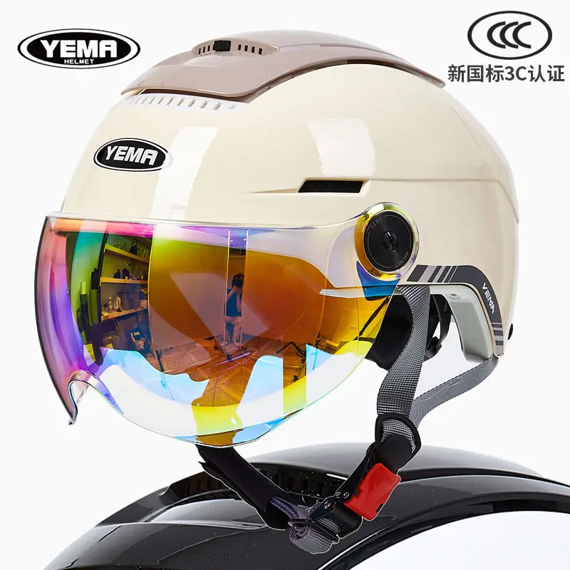 

YEMA Electric Motorcycle Helmet Men's Summer Sun Protection Battery Car for Women's Four-season Universal Safety Helmet