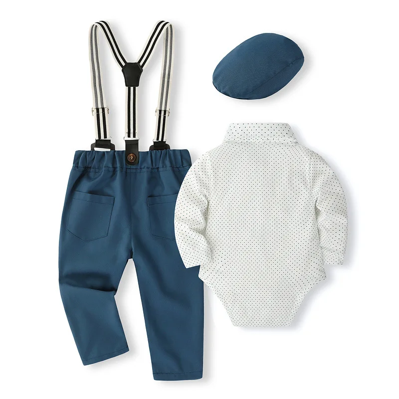 5Piece Sets Spring Toddler Boy Clothing Luxury Baby Clothes Korean Fashion Dot Gentleman Bodysuit+Pants Toddler Outfits BC1691