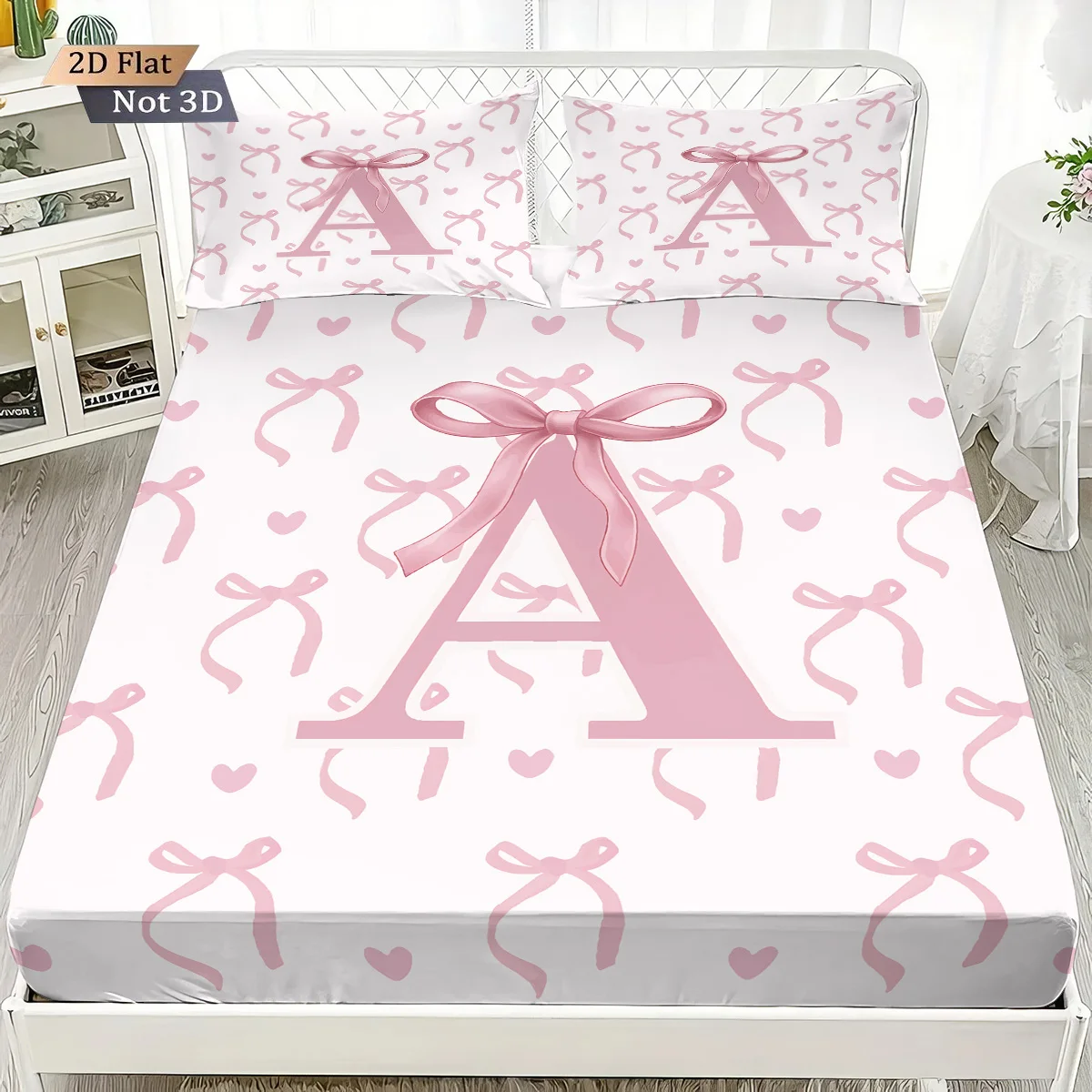 3 قطعة عيد الحب رومانسية الوردي القوس طباعة شرائح غطاء سرير مجموعة متعددة الحجم لينة غطاء السرير غرفة نوم الفراش آلة قابل للغسل