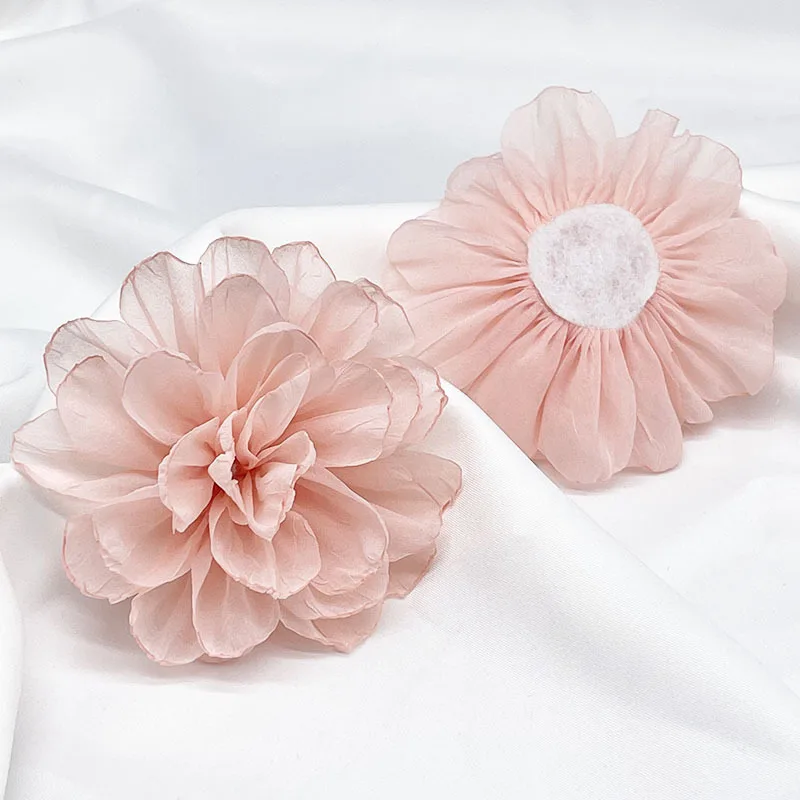 5Pcs 10CM Handmade Chiffon Fabric Rose Flowers Silk Flower For DIY Hair Accessories Wedding Dress Neacklace Brooches Decoration