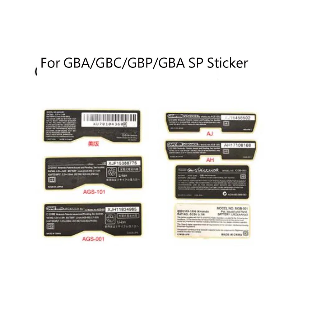 New Lables Back Stickers for GameBoy /GBA SP Game Console for GBA/ GBA SP/GBP/ GBC US JP AGS-101 AGS-001 Sticker