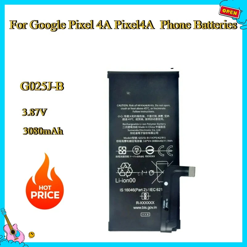 

Новый сменный аккумулятор G025J-B емкостью 3080 мАч для телефонов Google Pixel 4A Pixel4A