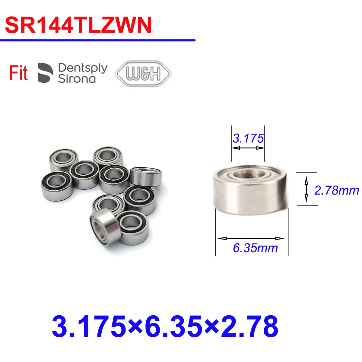 Dental Bearings Ceramic Dentistry Bearing For High Speed Handpiece Dental Turbine Accessories SR144TLZWN 3.175x6.35x2.78mm