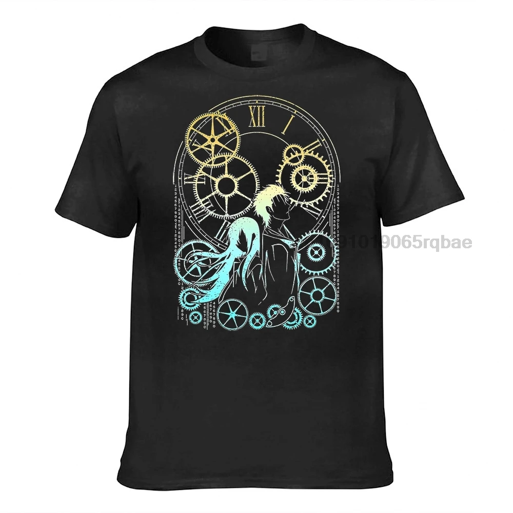 Novelty Time T-Shirt Crewneck Premium Cotton T Shirts Steins Gate Anime Okabe Kurisu Camisas Tee Shirt Christmas Day