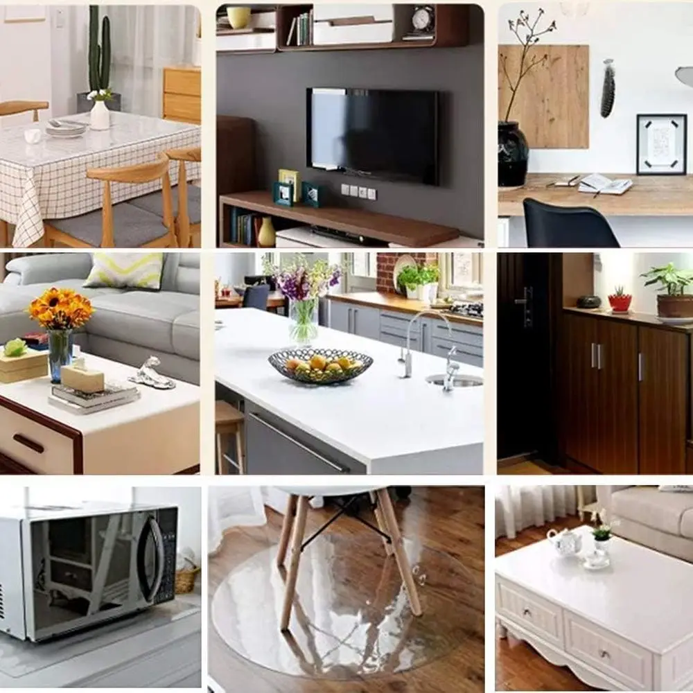 แผ่นป้องกันโต๊ะกลมใส 52 ชิ้น หนา 2 มม. กันลื่น กันน้ำ ทนน้ำมัน สำหรับโต๊ะรับประทานอาหารและโต๊ะประชุม