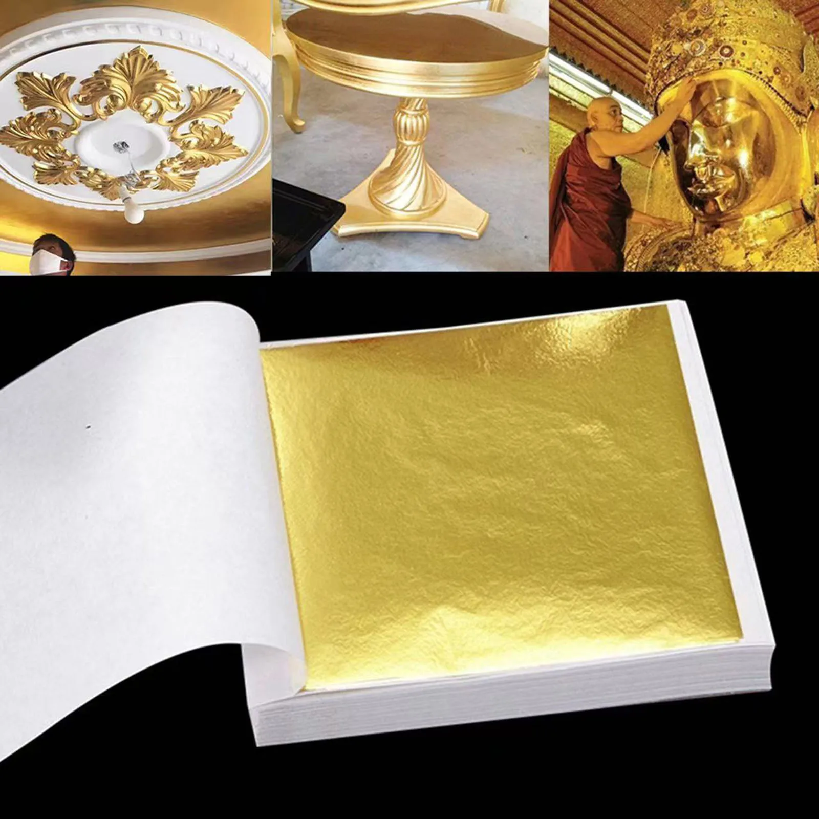 200pcs Gold Foil Leaf Paper Sheets Foil Paper Decorating Gilding Furniture for Jewelry Making Nail Art Gilding Crafting Paint