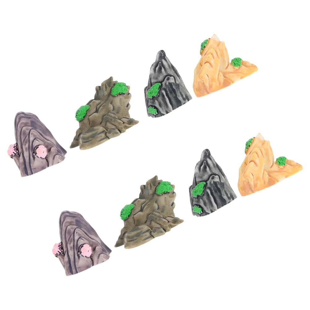 

8 Pcs Miniature Resin Ornaments Realistic Micro Landscape Decor Fake Stones Durable Material Home Office Garden