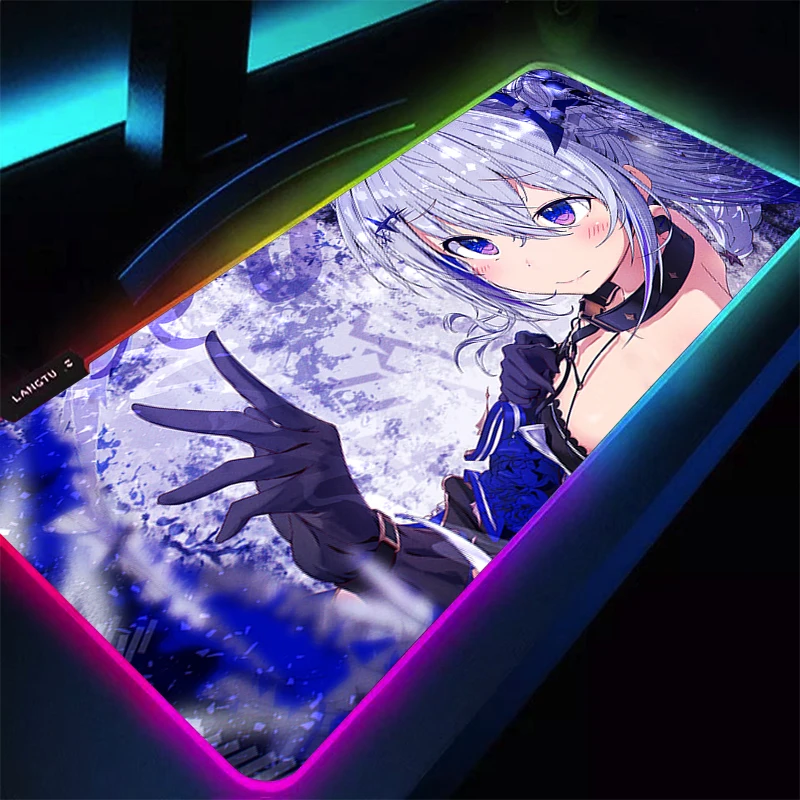 Alfombrilla de ratón RGB, accesorios para juegos de Anime, alfombrilla para teclado Varmilo, alfombrilla LED para escritorio de PC, alfombrilla para jugador Hololive Amane Kanata, alfombrilla bonita para ratón