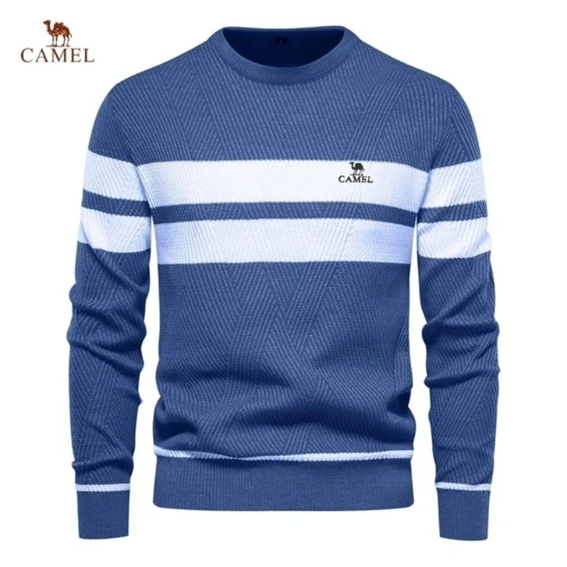 Autumn and Winter Embroidered CAMEL Round Neck Long Sleeved Warm Sweater for Men Luxury Fashion Casual Comfortable Polo Top