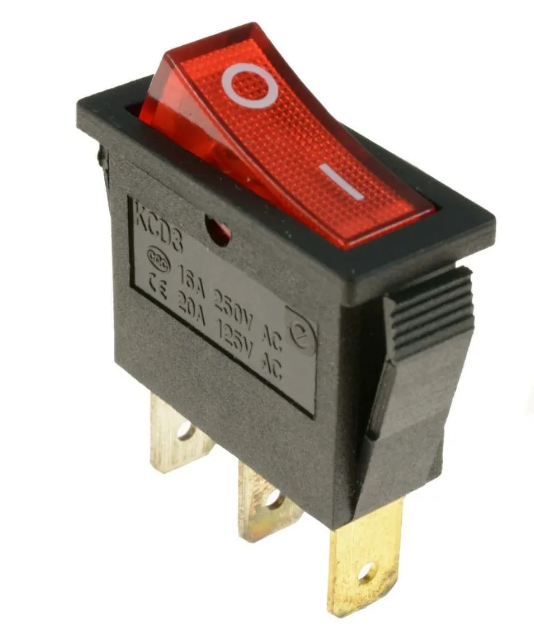 Red With Light On-Off 3pin Rocker Switch High Quality Rocker Switch Red ON OFF ON 3 Pin 20A 125V 15A 250V with Push In Terminals