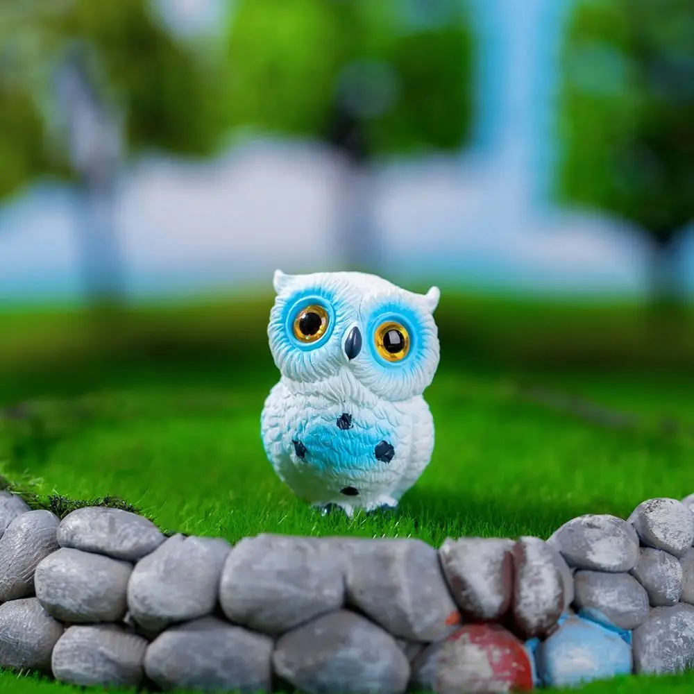 Resin Crafts Simulation Owl Ornaments Funny Cartoon Cute Mini Owl Ornaments Micro Landscape Owl Miniatures Courtyard