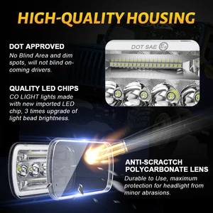 HAOLİDE-Farlar-LED-araba, 6 x 7 İnç, Amber DRL, sis farları, Kare, Otomotiv, 6000K Montaj, Beyaz, Jeep Cherokee XJ Wrangler YJ için Far için en iyi 10 satış, jeep xj, - №6