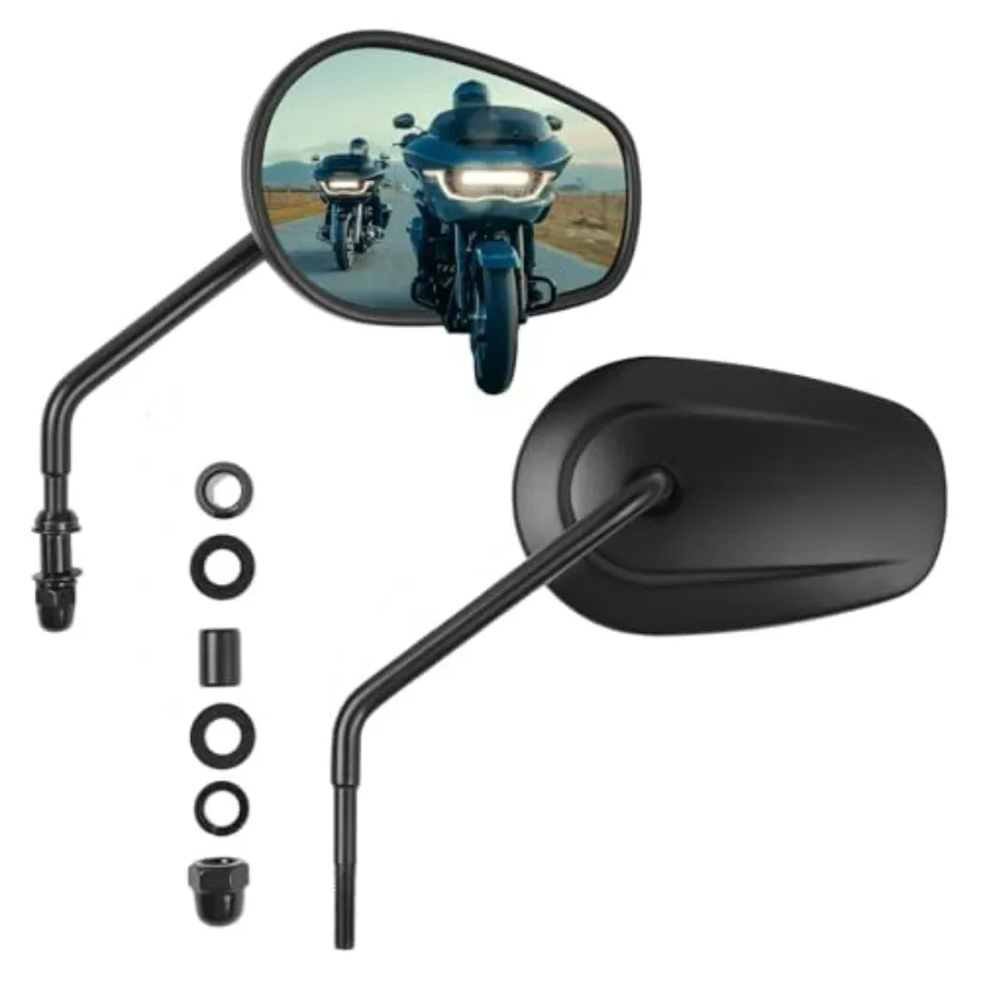 Rétroviseur de moto noir à 360 degrés, 8mm, adapté à Harley Davidson Road King CVO Road Street Electra Tri Dyna Softail Road