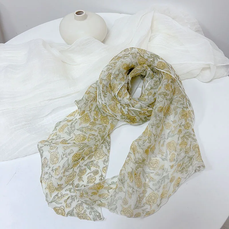 Spring and summer 100% line printed lightweight small square scarf slender scarf large-sized scarf shawl