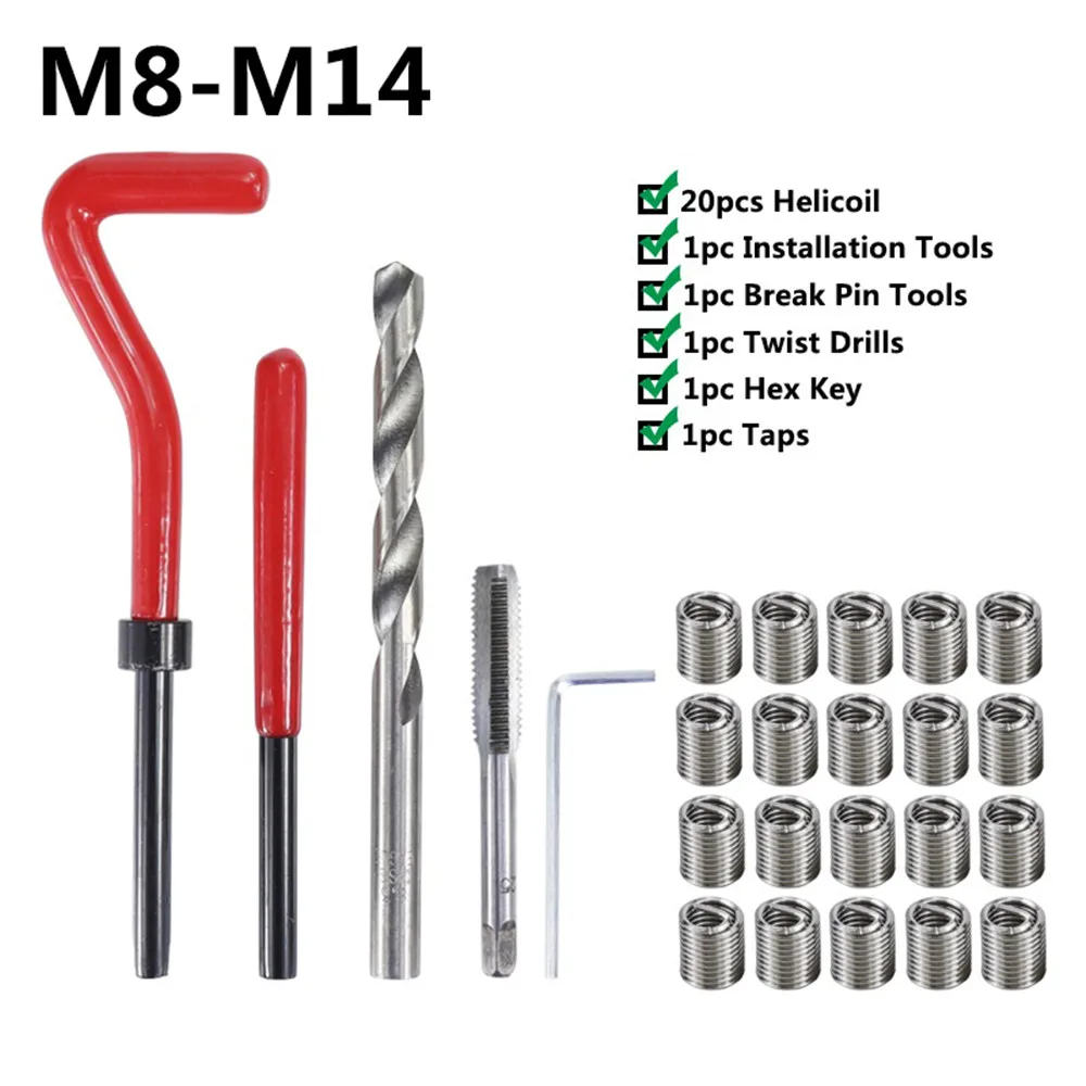 

Thread Repair Kit M8 M10 M12 M14 Inserts To Restore Damaged Wire Tools