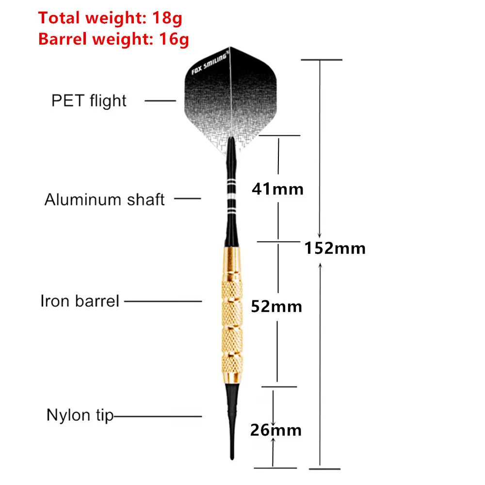 12PCS 18g Dart Electronic Soft Tip Darts With 9PCS Flights，60PCS Rubber O Ring, 50PCS Soft Tips