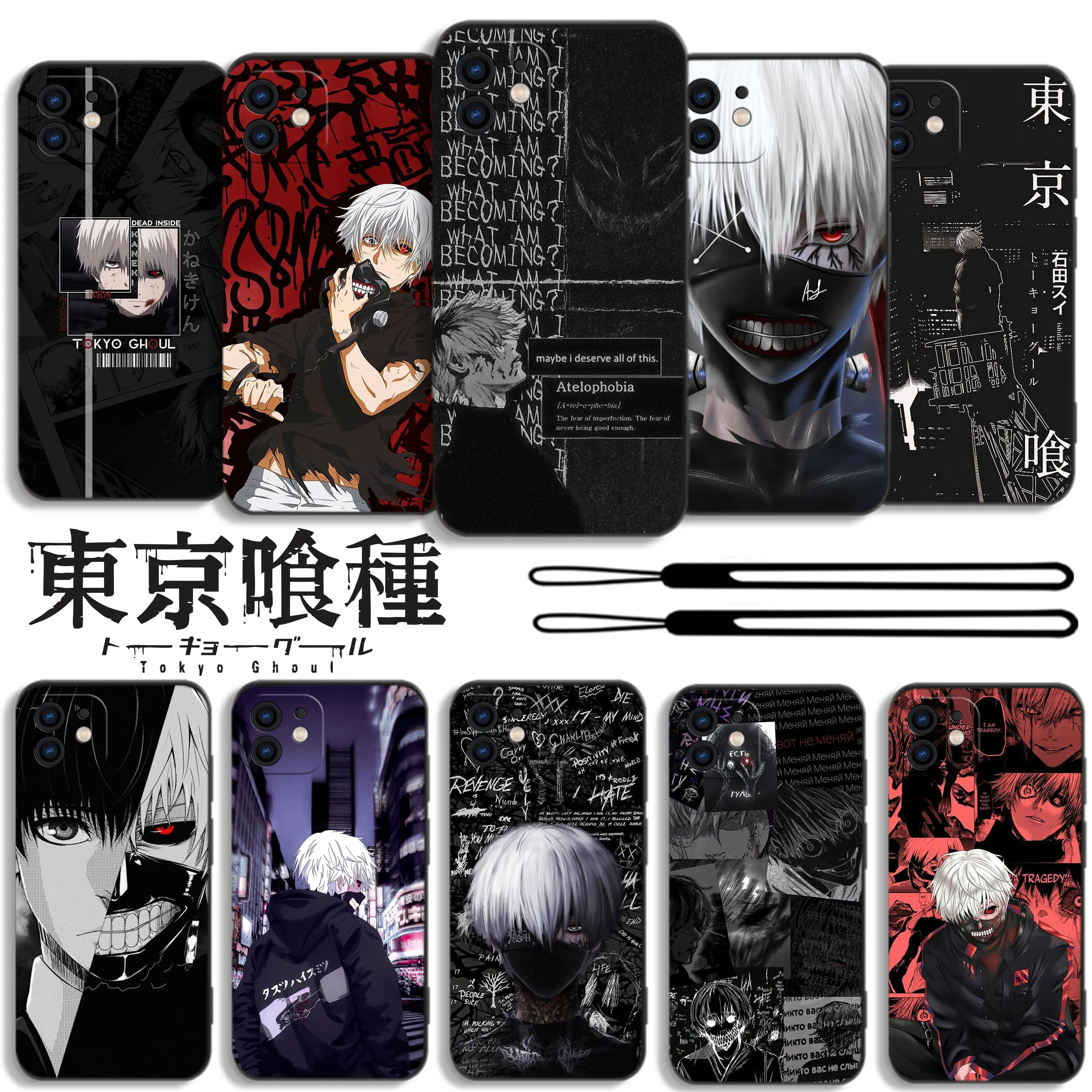 Anime Tokyo Ghoul Kaneki Ken Phone Case For Samsung Galaxy S24 S23 S22 S21 S20 Ultra FE S10 4G S10E Note 20 10 Plus With Lanyard