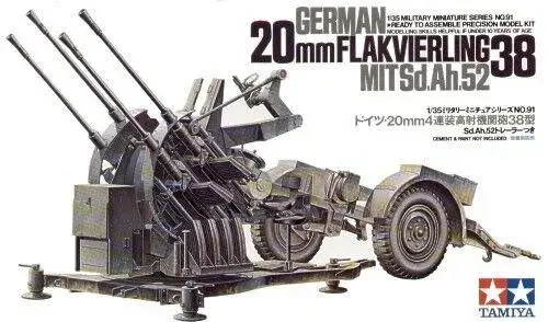 Tamiya 35091 1/35 Model Kit German 2cm Flakvierling 38 Anti-Aircraft Gun