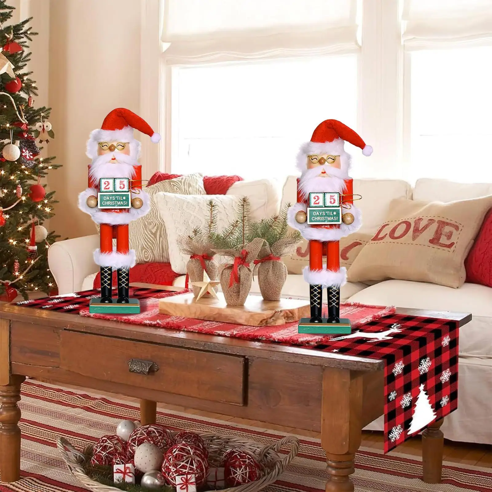 

Nutcrackers Figures 14.96 Inch Wooden Figure Santa Claus Christmas Decorative Nutcracker With Countdown Calendar For Birthday