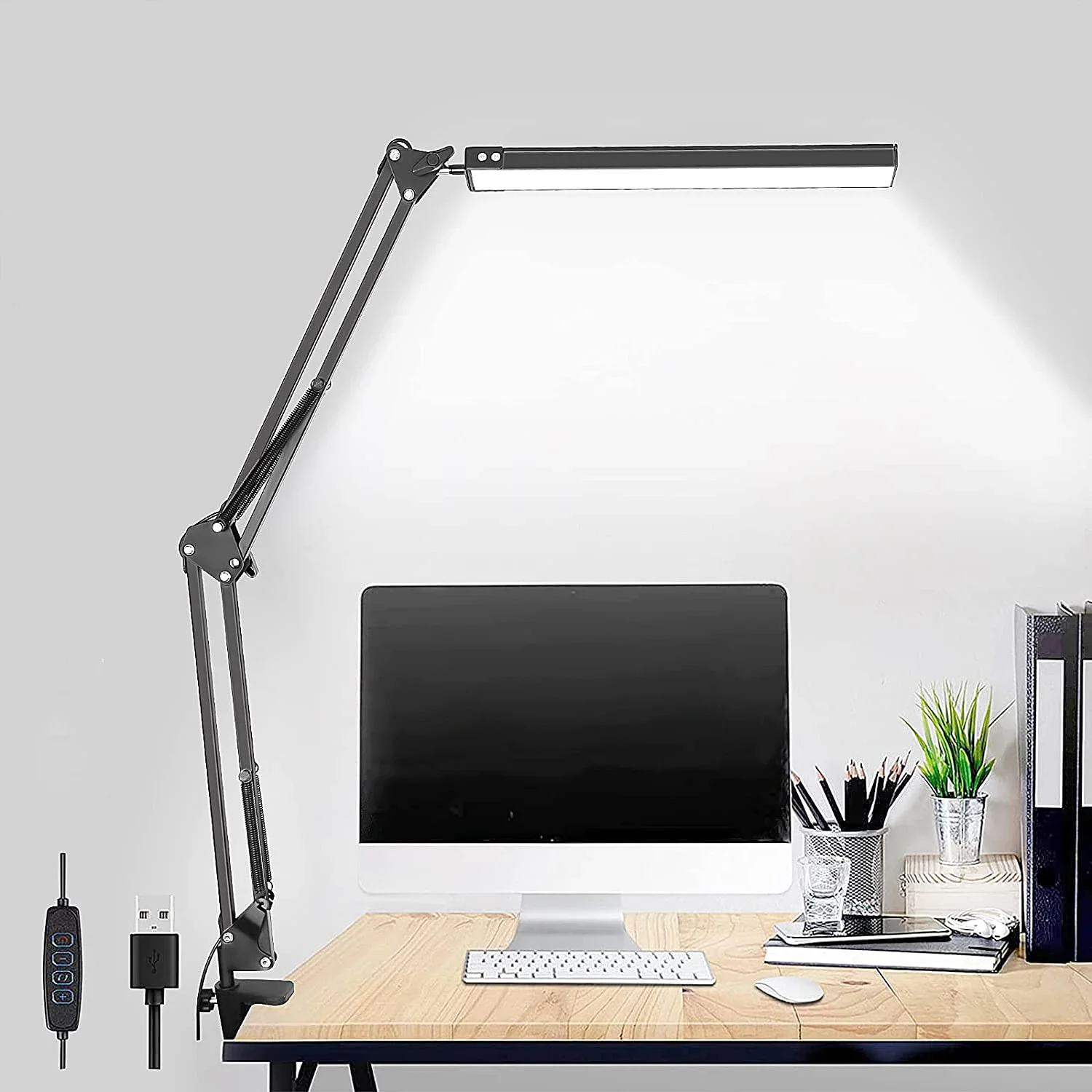 balanco de metal ajustavel desk lamp com bracadeira eye caring architect desk light3 modos de cores com funcao de memoria 01