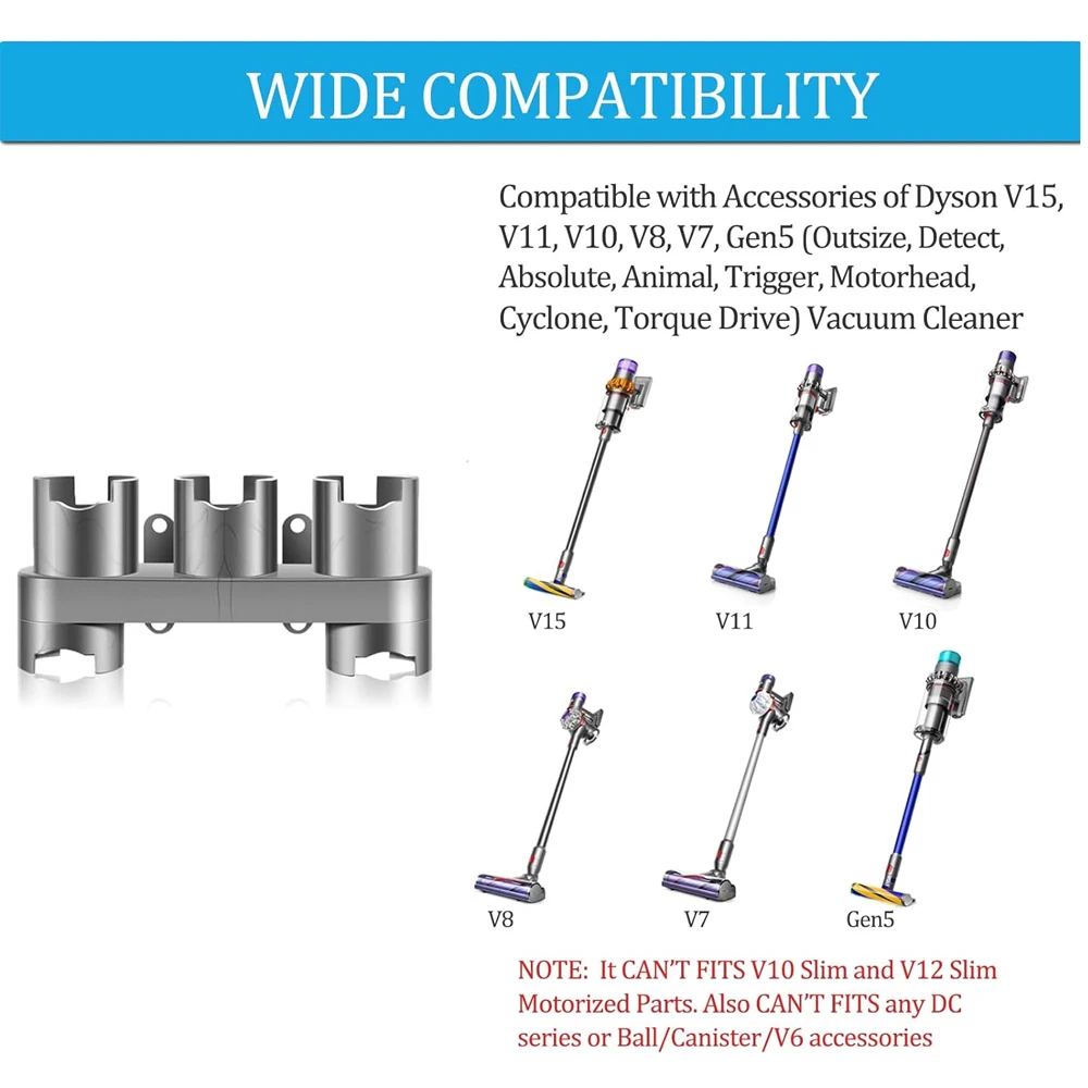 Accessory Holder for Dyson V7 V8 V10 V11 V15 Gen5 Vacuum Cleaner Wall Mount Docking Station Attachment Organizer