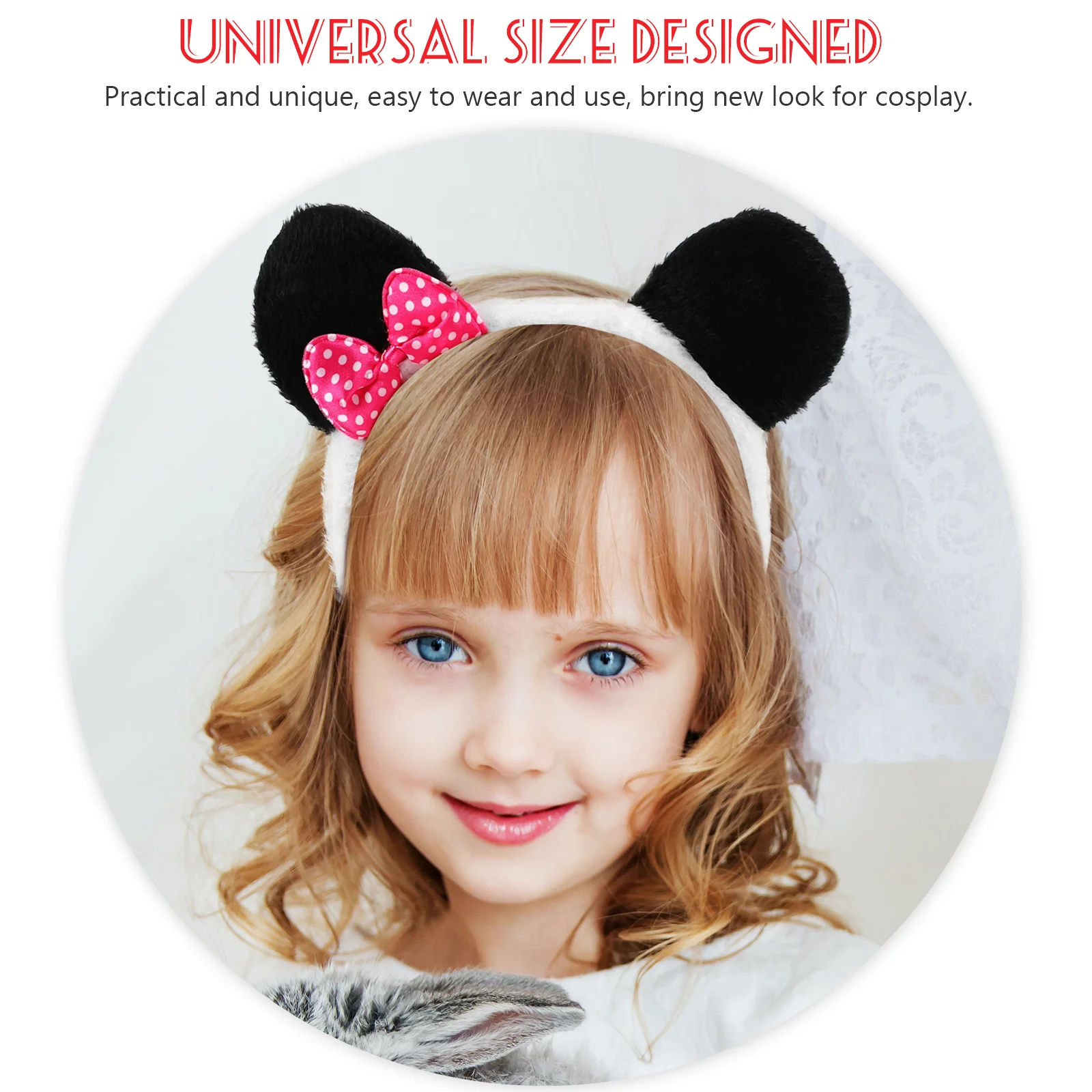 2 set di accessori per costumi da panda per donne, fasce, papillon, code, feste a tema, festival, divertimento di Halloween