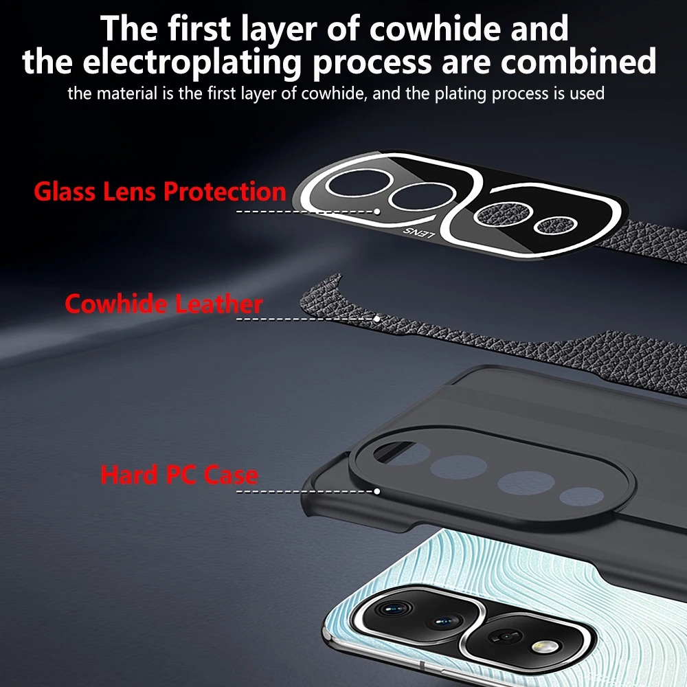 Honor80 Genuine Leather Phone Case for Honor 80 Pro Luxury 100% Natural leather Protection Cover For Huawei Honor 70 Pro Capa