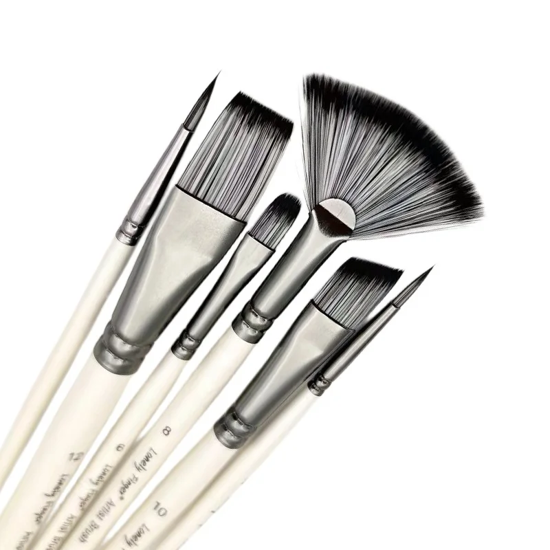 6pcs Artist Paint Brushes Set Nylon Tips Paint Brushes For Artist Watercolor Oil Acrylic Painting Brushes Art Supplies