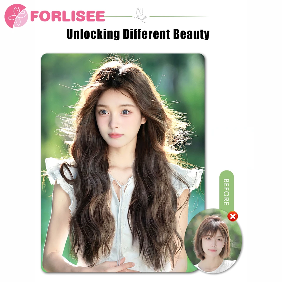 Synthetic Women\'s Long Hair Three Piece Extension Long Curly Hair Increase Volume Fluffy Invisible Traceless Pad Hair Wig Pieces