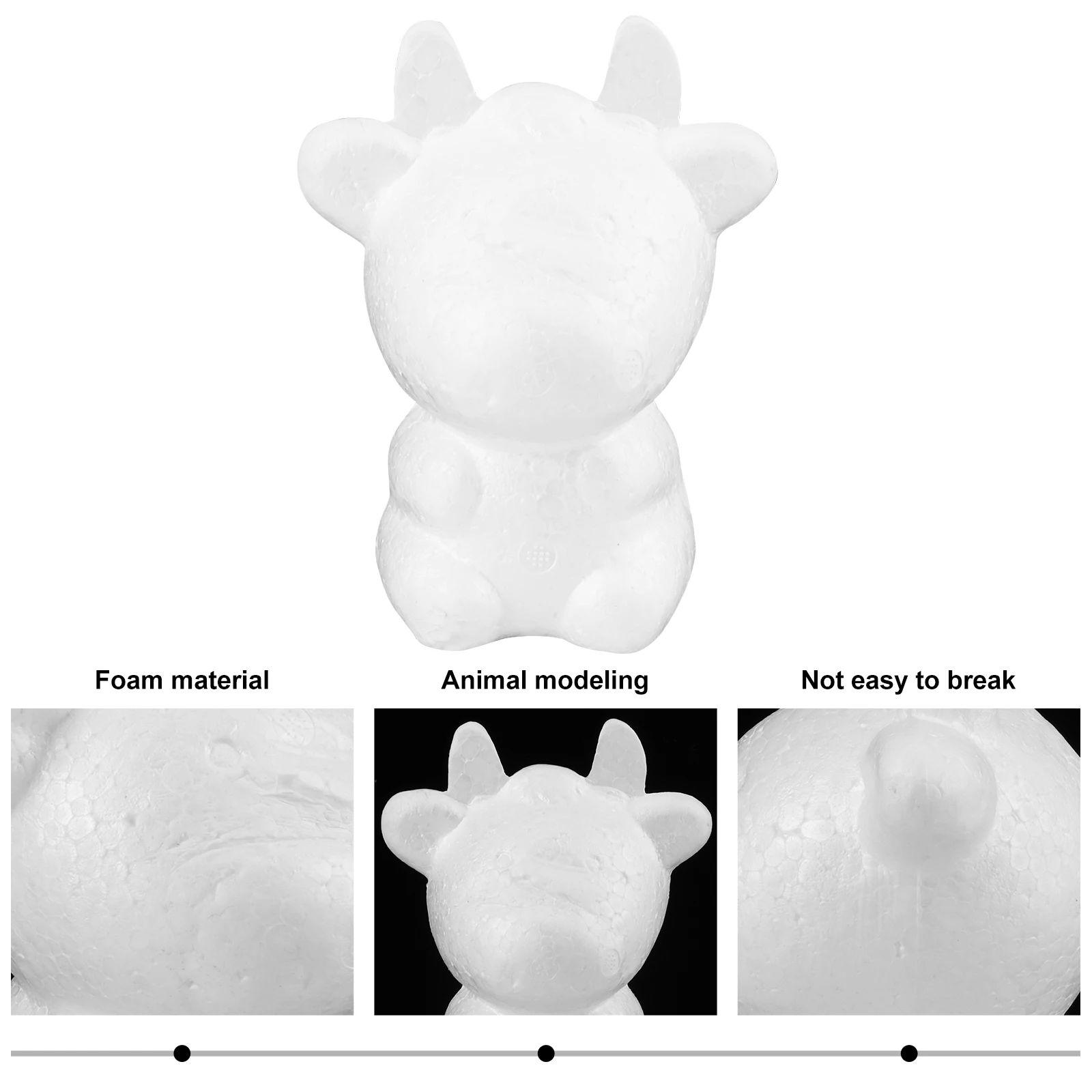 

5pcs Foam Ball Animal Shapes DIY Craft Unpainted Ornaments Creative Parent-Child Activity Cow Model Kits Easy Assembly Graffiti