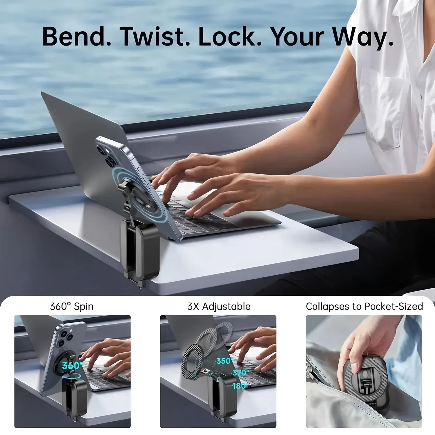 

2026 Newest Portable Magnetic Phone Holder Foldable Desktop Stand for iPhone Samsung HUAWEI