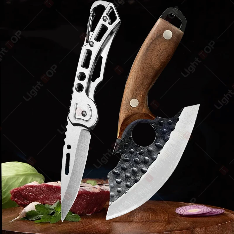 Kitchen Knives Forged Boning Knife Multifunctional Knife Bottle Opener Cutting Meat Knife with Sheath For Kitchen Cooking BBQ