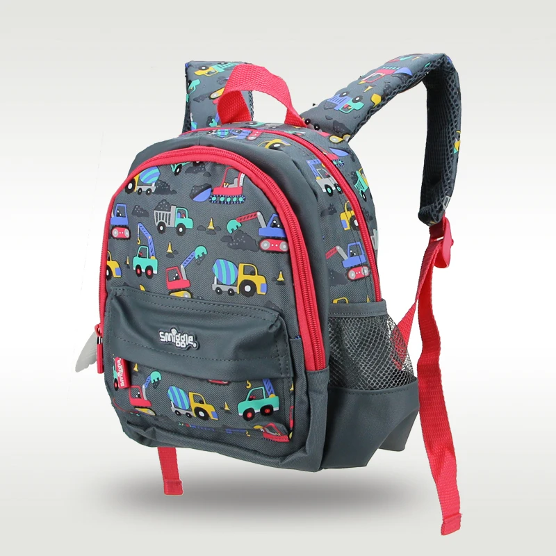 Australia original Smiggle new genuine boys schoolbag cute gray construction car schoolbag cool kindergarten backpack 11 inches