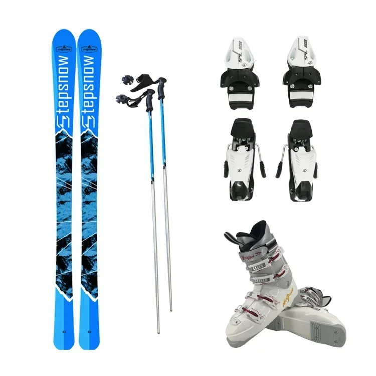 

High quality mountain skis set snow binding and snow boots shoes alpine ski adult oem ski