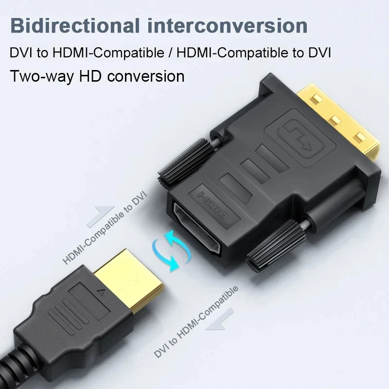 1080P DVI to HDMI-Compatible Cable Adapter DVI Male to Female Bi-directional Connector Converter for PS3 Projector Laptop TV Box