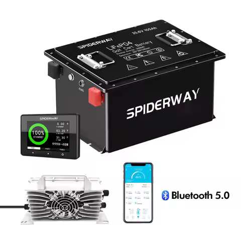 48V 105Ah LiFePO4 Lithium Battery With 25A Charger 200A BMS 6000+Cycle for RV,Marine,Off-Grid,Trolling
