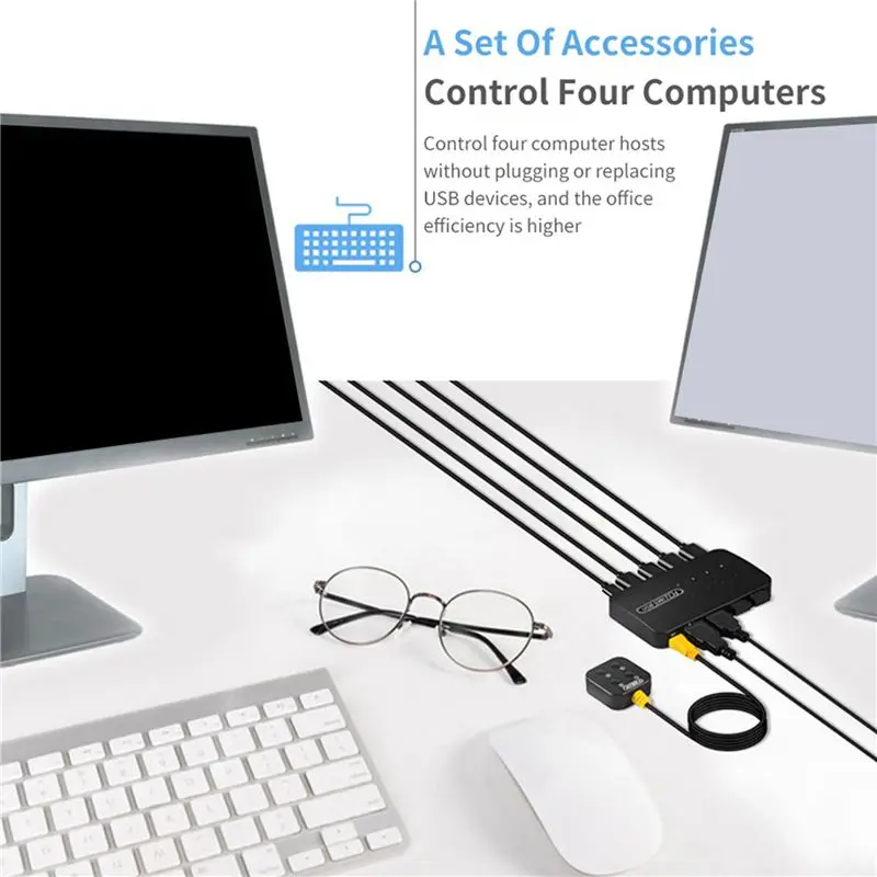 QWE-4X USB Switch Shared Controller Adapter 4 Inputs 4 Outputs For Laptop Computer Printer Keyboard Mouse Monitor
