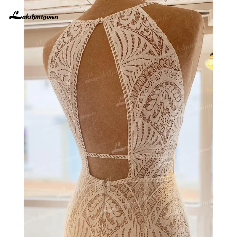 Boho ชุดเดรสเมอร์เมดที่กําหนดเองสําหรับผู้หญิง 2025 ชุดเจ้าสาวเซ็กซี่ Halter Backless Lace Sweep vestidos de novia robe