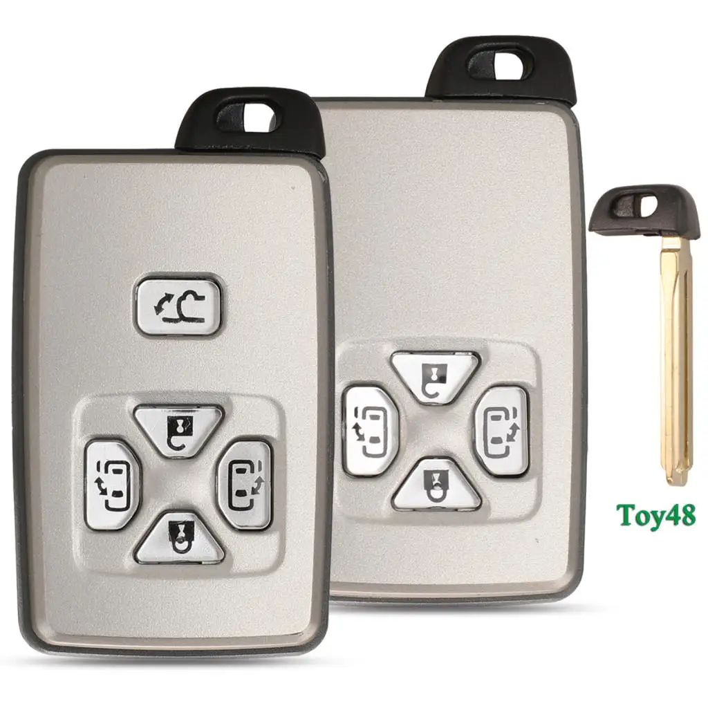 jingyuqin 4/5 Buttons Smart Card Remote Key Case for Toyota Noah Voxi Alphard Estima Vellfire fob Car Keyless Shell Toy48 Blade